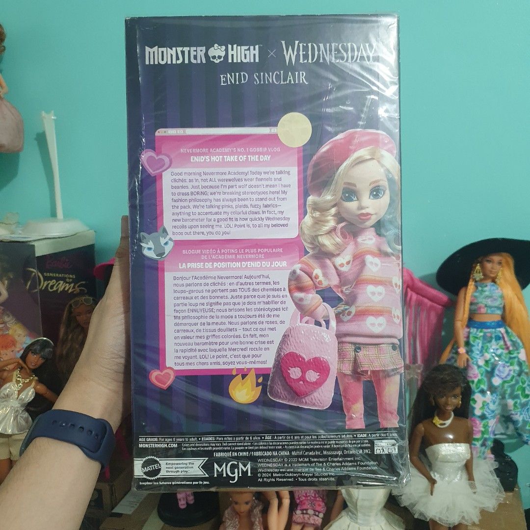 Monster High x Wednesday: Enid Sinclair [MH doll] (Category: Action & Battle Toys) located in Mariveles. Submitted by .giovanni (Listing ID 1464851591, Image 3). Description: [MH] Monster High x Wednesday: Enid Sinclair doll * Brand New NIB * PhP1,500 if Lalamove or self pick-up * Box has some scratches and creases * Selling as-is, inspect carefully * Additional photos are available upon request * No more guarantee after ship out * Location: Para