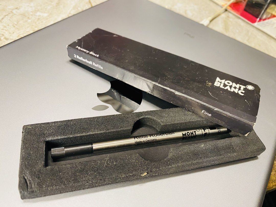 Montblanc Rollerball Refills Mystery Black Fine 1pc (Category: Luxury Accessories) located in Bacolod City. Submitted by jeffreyhue19895 (Listing ID 1464792015, Image 1). Description: - Genuine Montblanc rollerball pen refills - Nib size: Fine - Ink colour: Mystery Black - Made in Germany, tested for smooth writing - Includes original retail box (with minor storage scuffs).