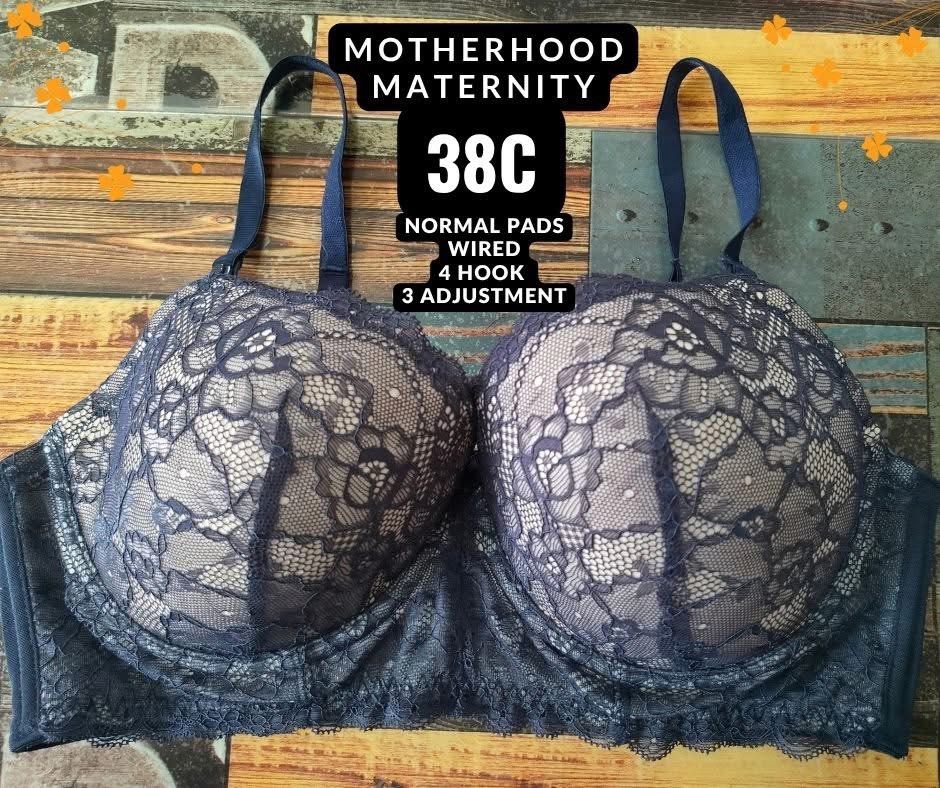 Motherhood Maternity Wired Bra Size 38C (Category: Undergarments & Loungewear) located in Manila. Submitted by siashop. (Listing ID 1464779677, Image 1). Description: - Size: 38C - Color: Navy blue lace with nude lining - Support: Built-in underwire and normal padding - Closure: 4-hook back closure with 3 adjustment levels - Straps: Fully adjustable shoulder straps - Stage: Ideal for pregnancy and nursing support.
