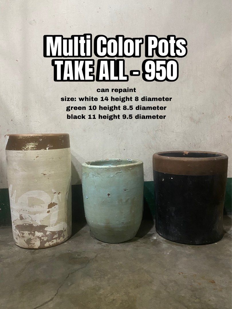 Multi Color Pots TAKE ALL (Category: Pots & Planters) located in Manila. Submitted by dealrack (Listing ID 1464805002, Image 1). Description: .