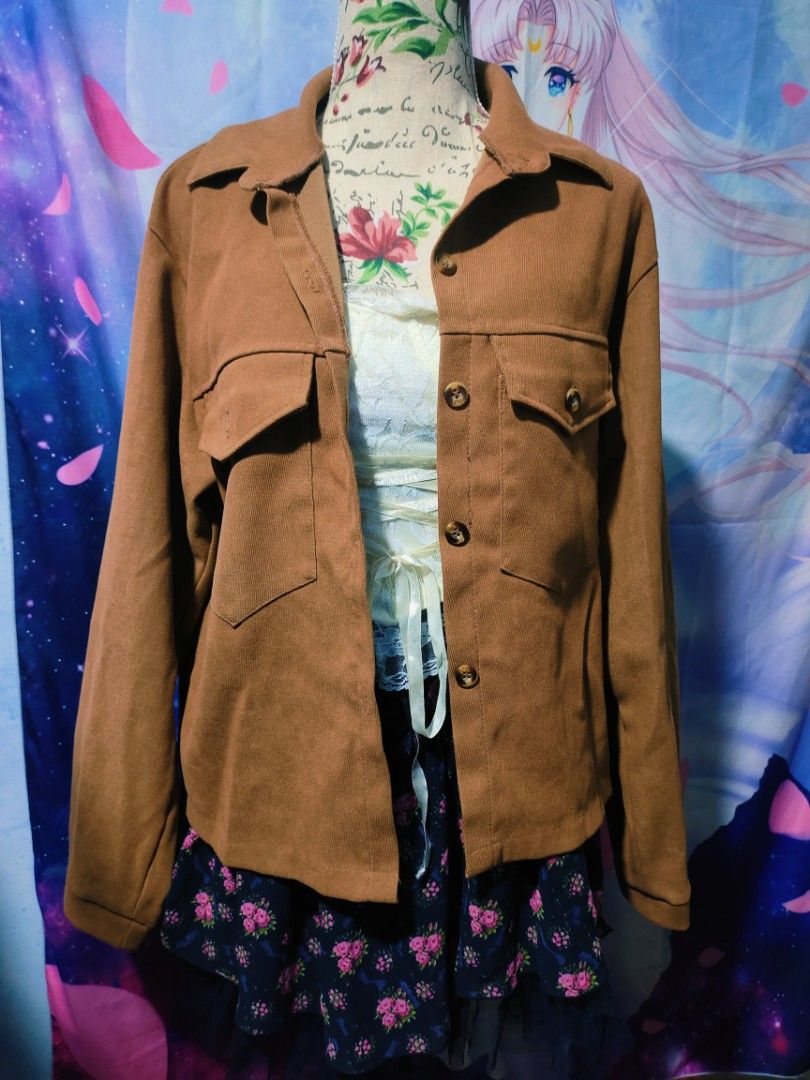 Mustard brown corduroy jacket (Category: Coats, Jackets and Outerwear) located in Pateros City. Submitted by soshifem (Listing ID 1464952311, Image 1). Description: size SMALL.