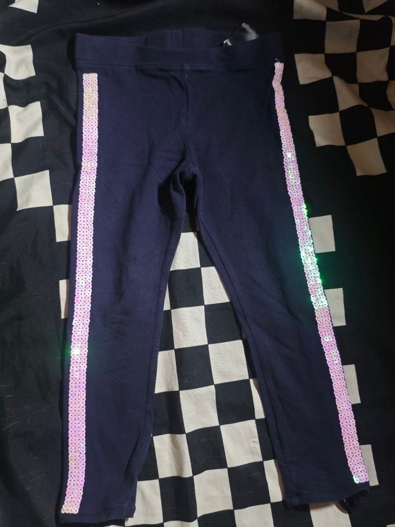 Navy Blue Leggings with Pink Sequins Stripe (Category: Activewear) located in Pasig City. Submitted by love_happybee (Listing ID 1464887564, Image 1). Description: Navy blue leggings featuring sparkly pink sequin stripes. Soft, stretchy, and super comfy for everyday wear or parties. Make heads turn with this fun sequin detail!.