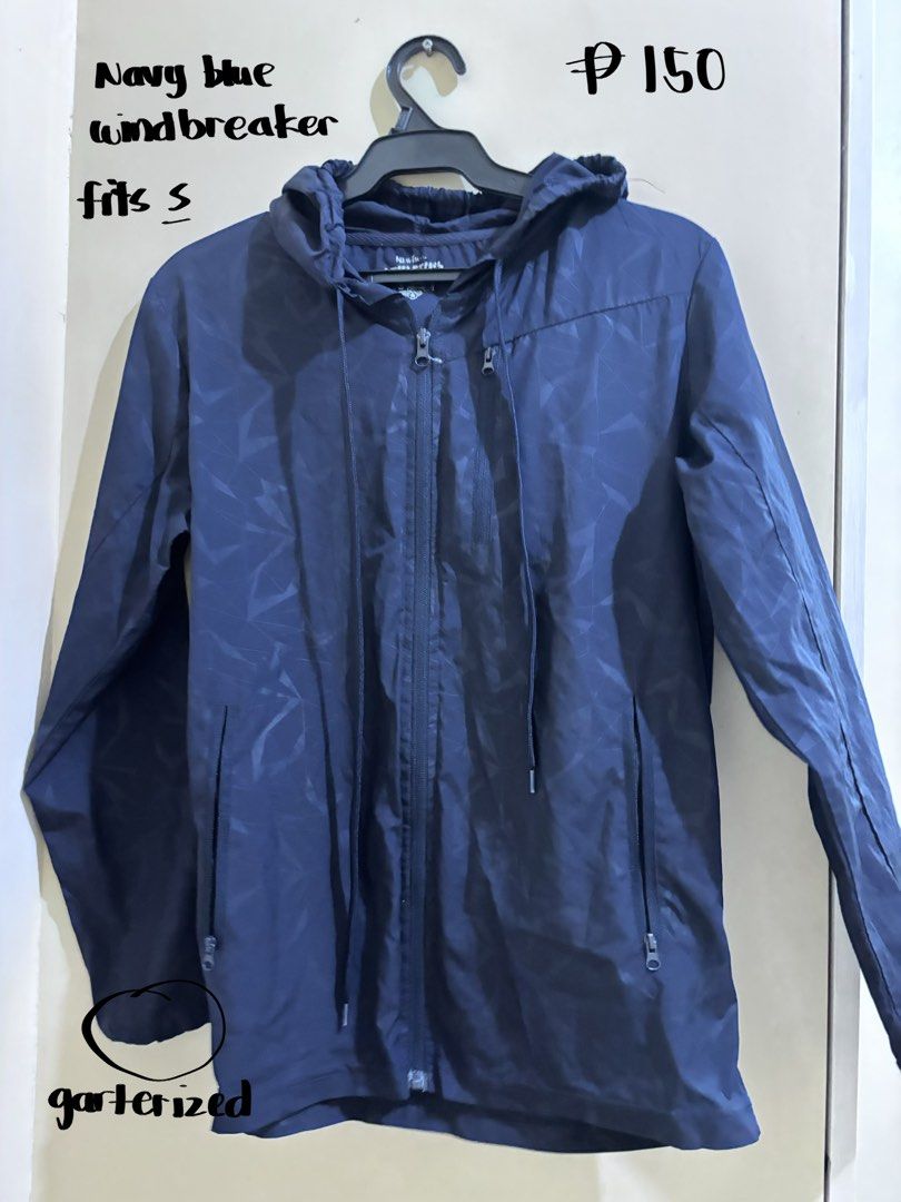 navy blue windbreaker (Category: Coats, Jackets and Outerwear) located in Manila. Submitted by hellobarbieeee (Listing ID 1464904163, Image 1). Description: info in pic :) price nego. msg me for inquiries loc: dlsu taft (daily) / bgc (wed,thu) / megamall (mon,tue) mod: lalamove / jnt / meetup.