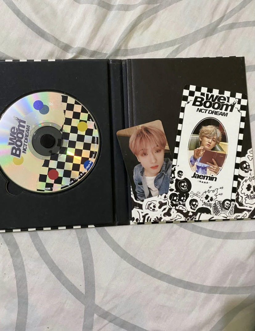 NCT Dream We Boom 3rd Mini Album (Category: CDs & DVDs) located in Manila. Submitted by hchnlvr (Listing ID 1464873840, Image 2). Description: - Album: NCT Dream The 3rd Mini Album (We Boom) - Condition: Excellent, includes everything shown in photos - Inclusions: CD, photo book cover, Jisung photocard, and Jaemin transparent bookmark - ISSUES: scratches / dents on the outside.