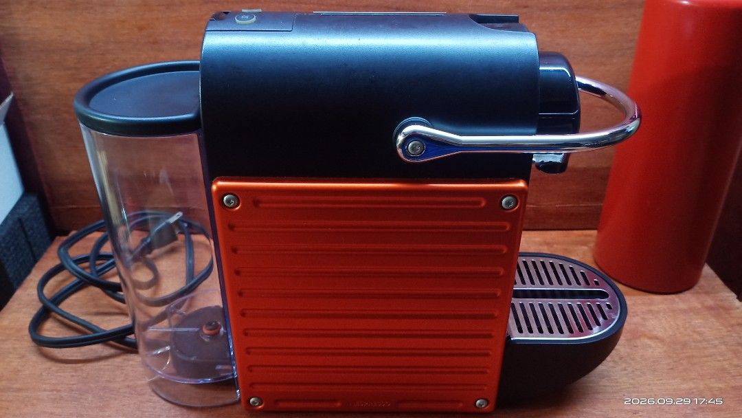 Nespresso Pixie Espresso ORANGE RED (Category: Coffee Machines & Makers) located in Malabon City. Submitted by nikko_leo05 (Listing ID 1464896526, Image 3). Description: -pre loved - nespresso pixie from japan 110V - 6200 only no issue - Model: Nespresso Pixie red 110v - Color: ORANGE RED - ideal for small spaces - Clean, well-maintained, with brand new transformer stepdown SOLD AS PACKAGE the item is in good condition like new.