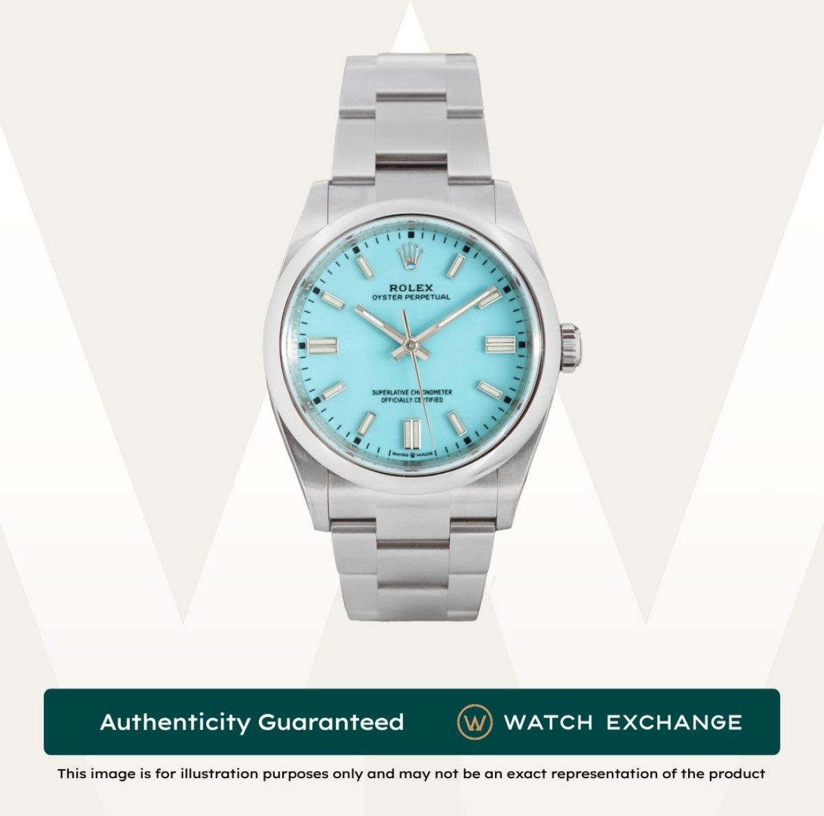 [New] Rolex Oyster Perpetual Oyster 126000 OP Tiffany Turquoise Dial Z28331 Jul 2026 (Category: Watches) located in Singapore. Submitted by watchexchange.sg (Listing ID 1459325439, Image 1). Description: [New] Rolex Oyster Perpetual Oyster 126000 OP Tiffany Turquoise Dial Z28331 Jul 2026 Price: $20,300 Brand: Rolex Model: 126000 Condition: New Dial: Tiffany Turquoise Case Diameter: 36mm Material: Stainless Steel Original Box: Yes Original Cert/Pa