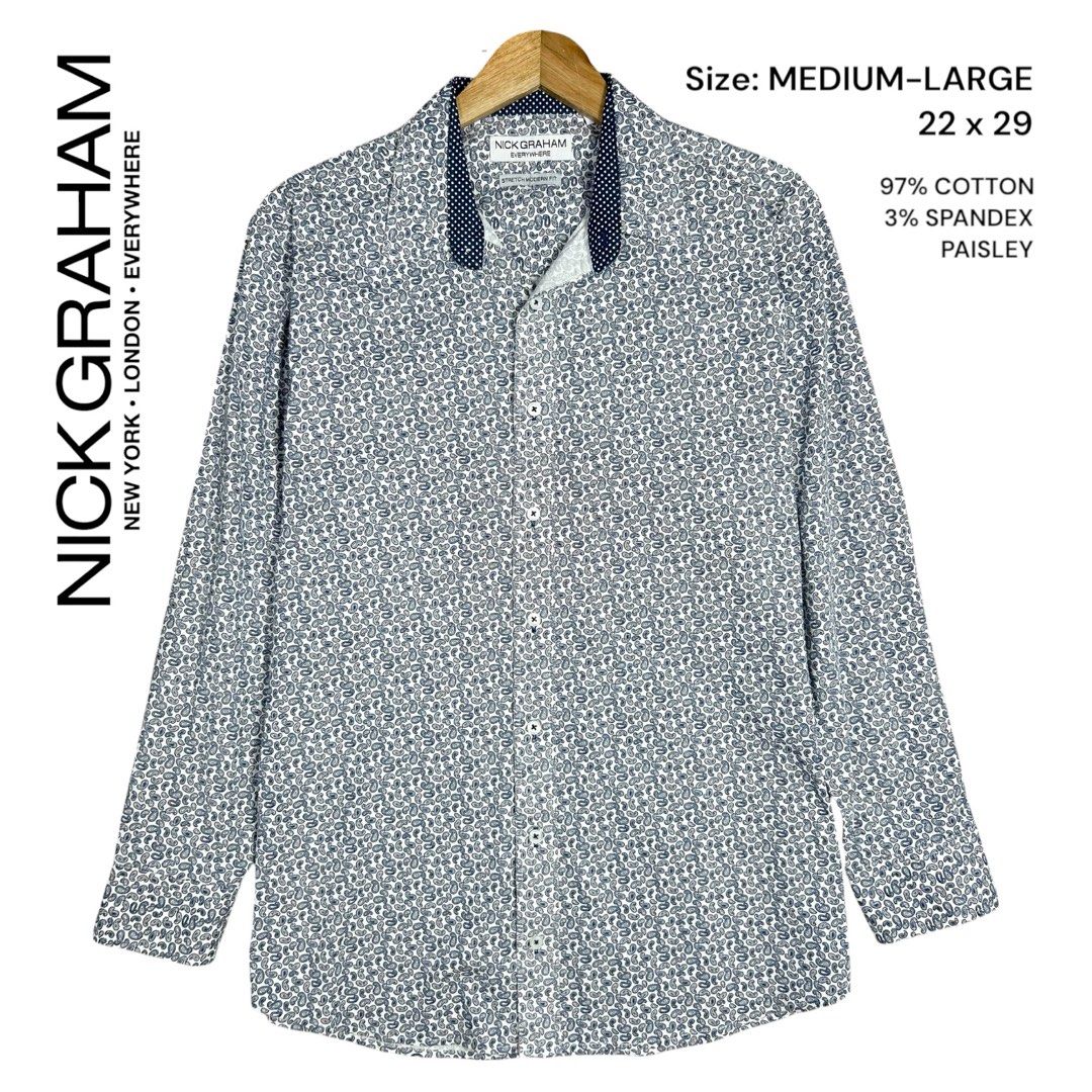 NICK GRAHAM paisley polo for men (Category: Formal Shirts) located in Tacloban City. Submitted by his_closetttt23 (Listing ID 1464865052, Image 1). Description: .