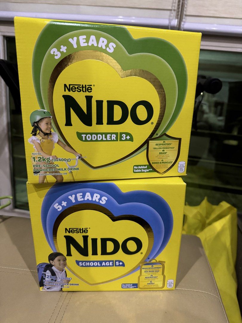 Nido Milk 3 yo & 5 yo AS PACK (Category: Maternity Care) located in Bulacan. Submitted by channochance (Listing ID 1464903493, Image 1). Description: Brand new Sealed 900 as pack.