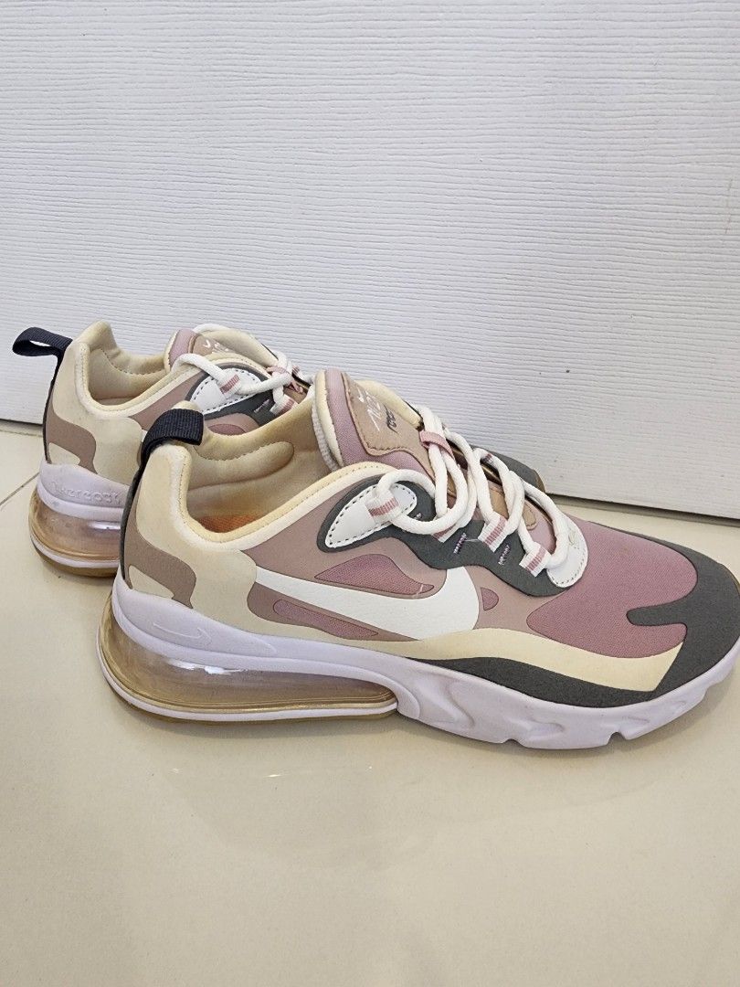 Nike Air Max 270 React Plum Chalk Size 7 Brandnew (Category: Sneakers) located in Quezon City. Submitted by pinkyshang (Listing ID 1464893990, Image 2). Description: - Model: Nike Air Max 270 React Plum Chalk Size 7 - Colorway: Pinkish-Taupe, Grey and Cream with a Chunky White Midsole - Comfort: React Foam Cushioning and Visible Air Unit at the Heel for all-day support - Traction: Waffle pattern outsole with yellow rubber pods - Condition: Brandn