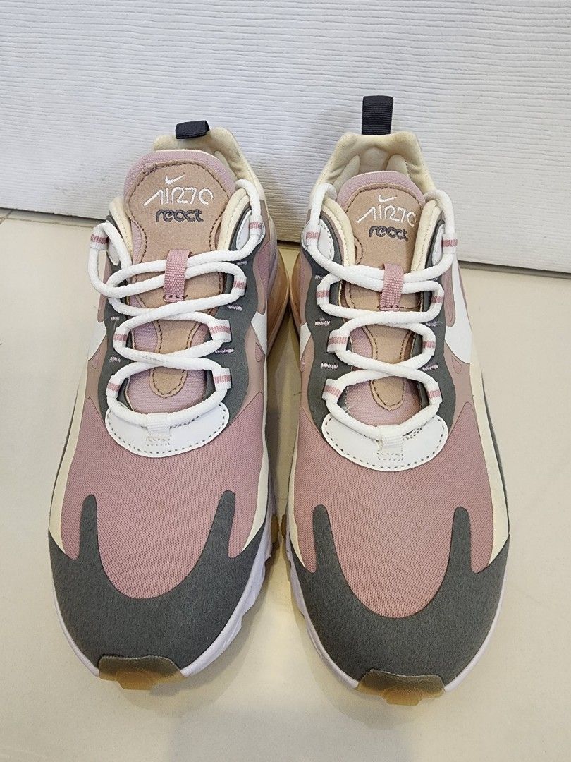 Nike Air Max 270 React Plum Chalk Size 7 Brandnew (Category: Sneakers) located in Quezon City. Submitted by pinkyshang (Listing ID 1464893990, Image 1). Description: - Model: Nike Air Max 270 React Plum Chalk Size 7 - Colorway: Pinkish-Taupe, Grey and Cream with a Chunky White Midsole - Comfort: React Foam Cushioning and Visible Air Unit at the Heel for all-day support - Traction: Waffle pattern outsole with yellow rubber pods - Condition: Brandn