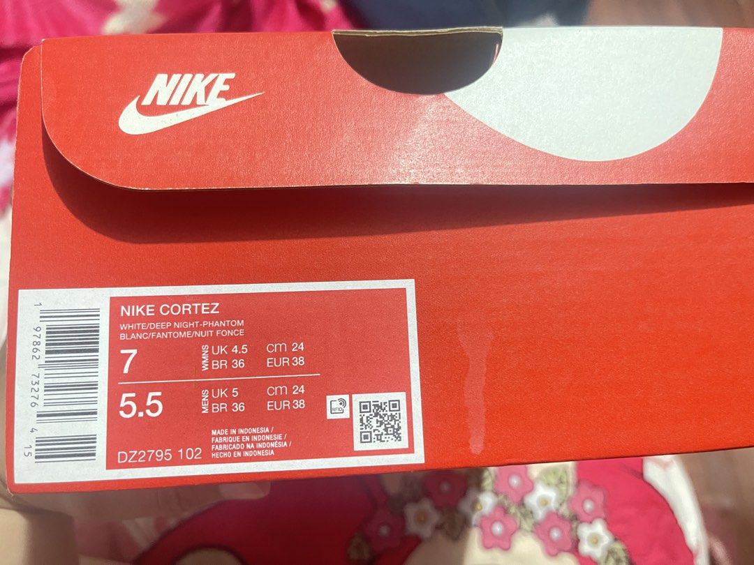 Nike Cortez White/Deep Night-Phantom DZ2795 102 (Category: Sneakers) located in Manila. Submitted by abeline07 (Listing ID 1464800898, Image 3). Description: - Brand: Nike Cortez - Color: White and Deep Night-Phantom Blue - Material: Classic nylon upper with suede overlays - Size: Women's US 7 / UK 4.5 / EUR 38 / CM 24 - Condition: Brand new, unworn with tags attached - Packaging: Comes with original box.