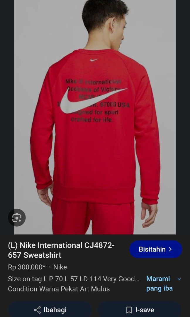 NIKE PULLOVER (Category: Coats, Jackets and Outerwear) located in Ozamiz City. Submitted by 2nd.sight (Listing ID 1464784525, Image 2). Description: fresh from bale size: medium w: 19.5 l: 26.5 like new.