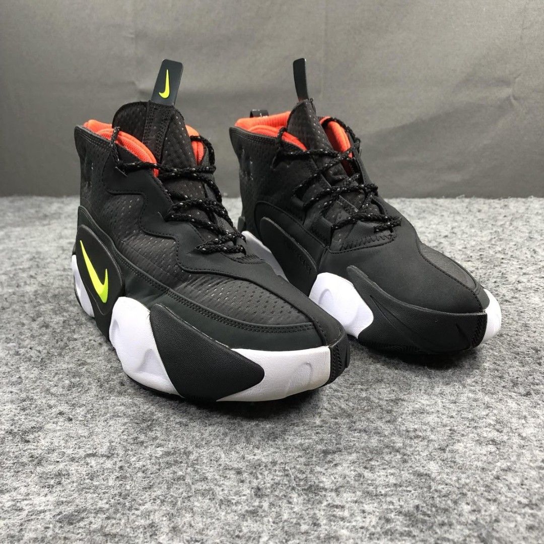Nike ReactNike react frenzy Size Us 10 (Category: Sneakers) located in Mandaluyong City. Submitted by bethco (Listing ID 1464833359, Image 3). Description: - Brand: Nike - Model: React Vision - Colorway: Black with neon yellow swooshes and bright orange interior lining - Sole: Chunky white and black foam sole with unique organic shapes - Features: Dark textured mesh, synthetic overlays, tongue/heel pull loops, and reflective markings - Inclusions