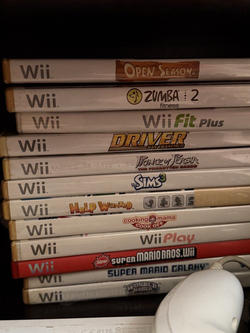 Nintendo Wii Games (Category: Nintendo) located in Taytay. Submitted by bonaventejill (Listing ID 1464801694, Image 1). Description: - 300-500 each game - Authentic Nintendo Wii games available as a complete bundle or individual titles - Titles included: New Super Mario Bros Wii, Super Mario Galaxy, Wii Fit Plus, Wii Play, Zumba Fitness 2, Driver San Francisco, Prince of Persia The Forgotten Sands, The Sims 3, Open Season, Cooking Mama Cook Off, 