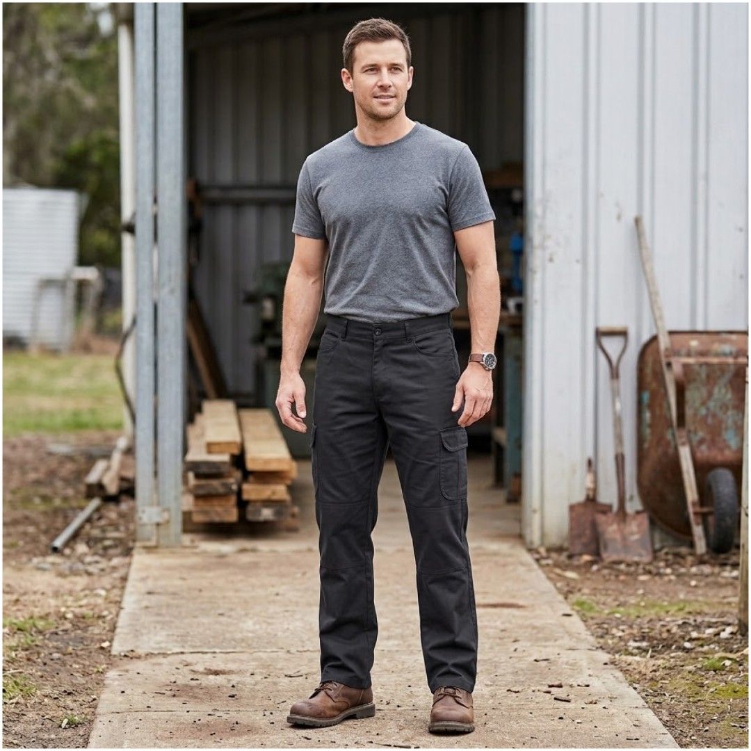 NNT Dark Navy/Black Cargo Work Pants #551 (Category: Trousers) located in Santa Cruz. Submitted by gie_thrift_shop (Listing ID 1464896750, Image 1). Description: NNT Dark Navy/Black Cargo Work Pants Color: Dark Navy / Black Size: 82R (approx. 32-33 inches waist) Length: 41 inches Pockets: 7 Pockets total (2 side slant pockets, 2 back pockets, 1 side flap cargo pocket) Condition: Pre-loved with minor signs of usage (well-maintained, minimal fabric