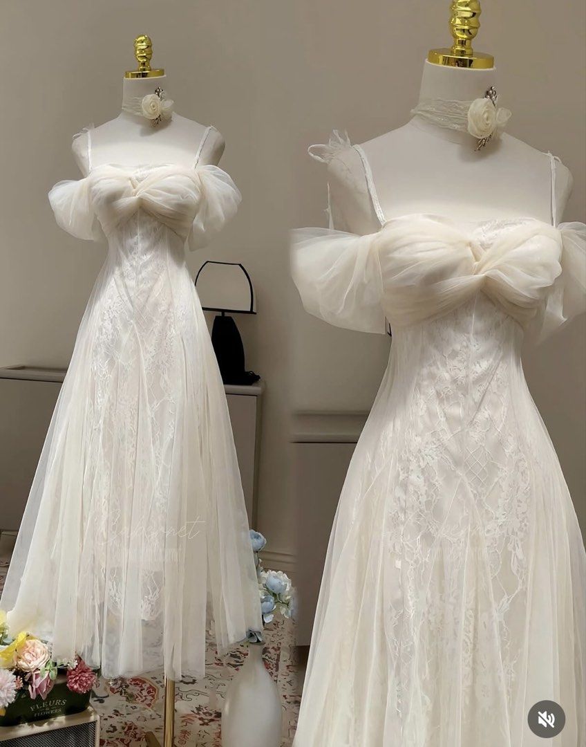 Off white lacey dress (Category: Evening dresses & gowns) located in Taytay. Submitted by murahubblueapppage (Listing ID 1464925842, Image 1). Description: Brand new What you see is what you get Large size Waistline up to 32 only Expect 1 size smaller pag vietnam size.