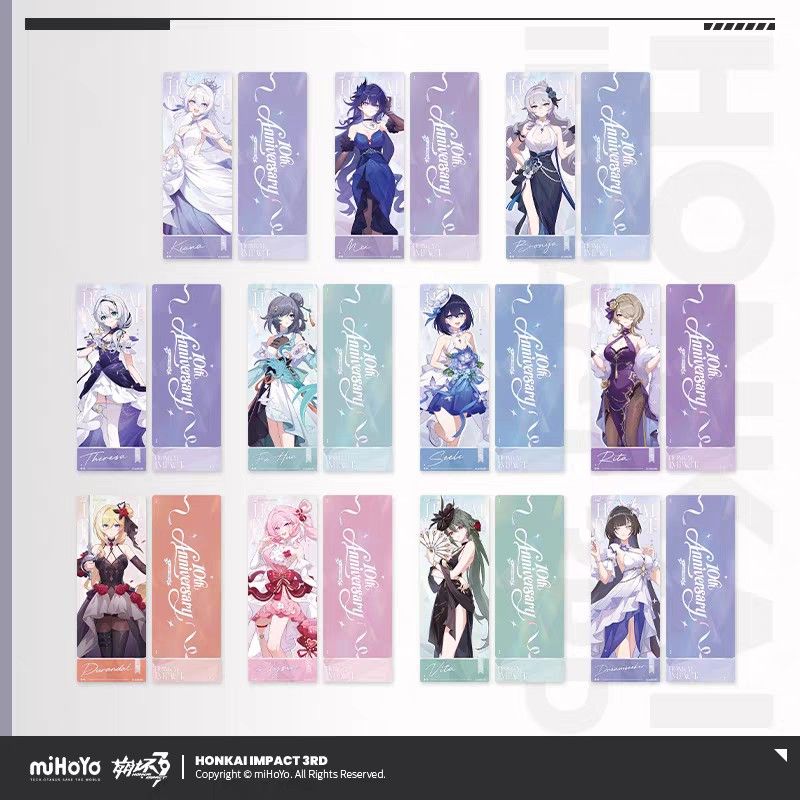 Official Honkai Impact 3 10th Anniversary Series (Category: Character Goods) located in General Mariano Alvarez. Submitted by eiimei (Listing ID 1464778017, Image 2). Description: I WONT ENTERTAIN PEOPLE WHO DOESNT READ DESCRIPTION Release: June 2027 (not accurate, may come early min 3 months)(subject to further notice if theres a delay) ETA (PH): 1 month after release ⭐ITEM • 1 Random Laser Ticket - P230 Product size: 78x210mm Points: 15 • Whole
