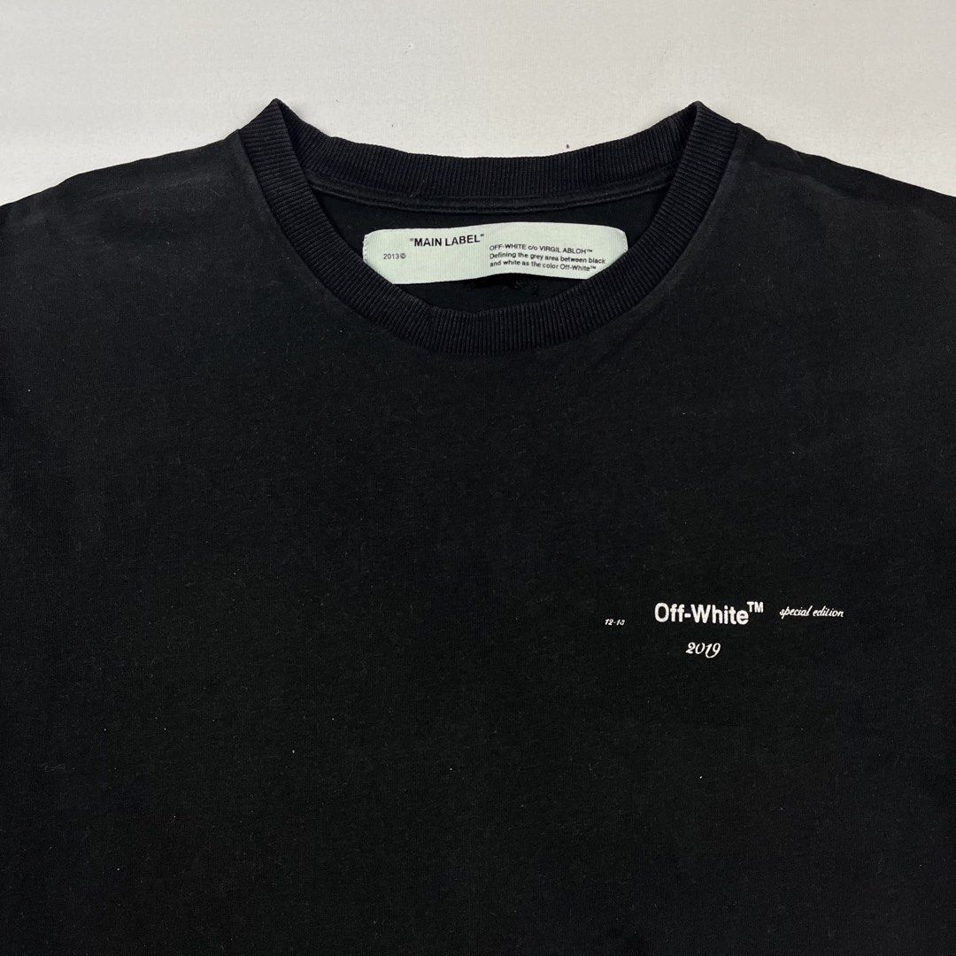 Off-White “LANDSCAPE” SS19 Tee (Category: Tshirts & Polo Shirts ) located in Puerto Princesa. Submitted by paradise5300 (Listing ID 1464925385, Image 3). Description: Off-White “LANDSCAPE” SS19 Tee Tagged Size: Large Dimensions Inches length: 28.3 Inches width: 22.5 Condition: Very good Color rate: 9.5 Flaws: Hairline cracks & signs of usage 1,499 shipping fee is not yet included. .