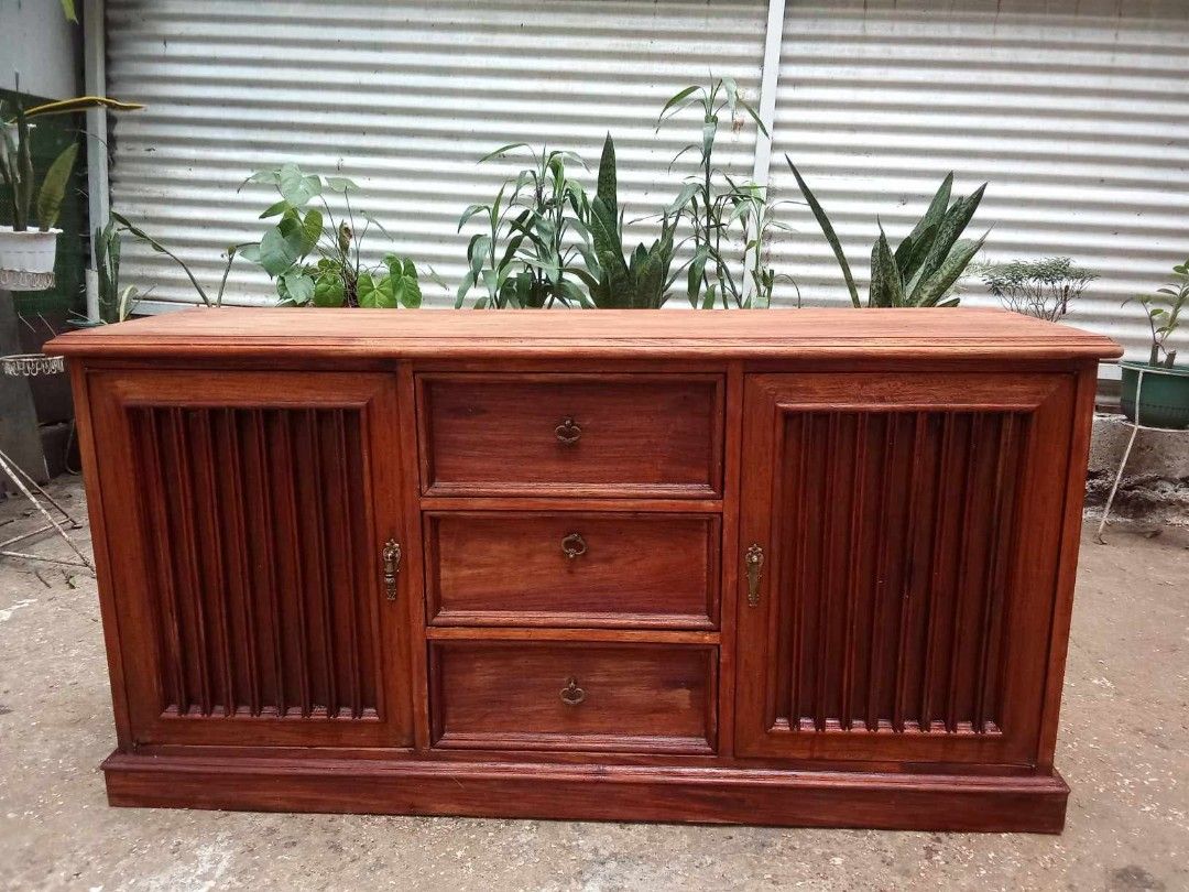 Old Buffet Cabinet (Category: Shelves, Cabinets & Racks) located in Rizal. Submitted by mommykiee (Listing ID 1464869859, Image 1). Description: Old buffet cabinet Made of mix narra & ply Size: L60 W18 H30inch Stripped & varnished.