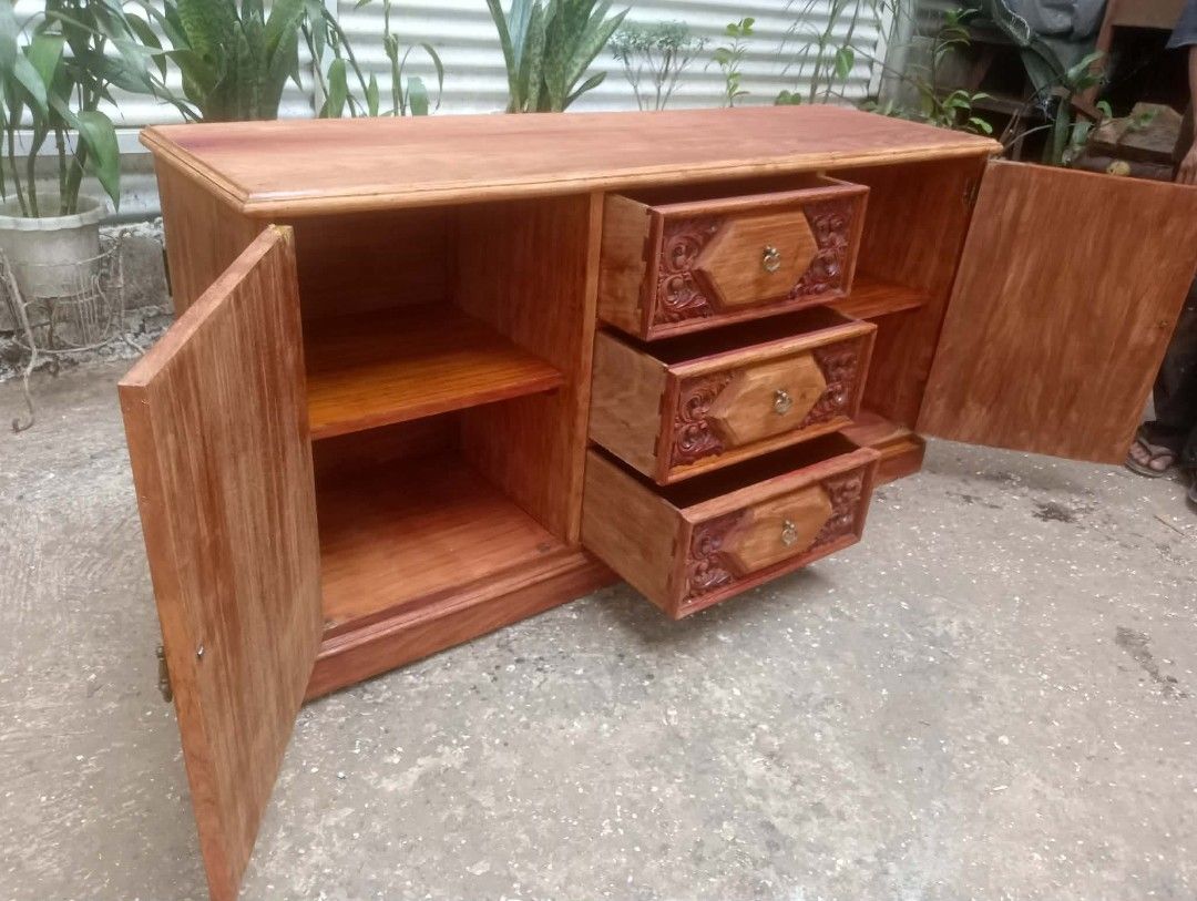 Old Buffet Cabinet (Category: Shelves, Cabinets & Racks) located in Rizal. Submitted by mommykiee (Listing ID 1464871559, Image 3). Description: Old buffet cabinet Made of mix narra & ply 1pc narra top Size: L59 W18 H29.5inch Stripped & varnished.