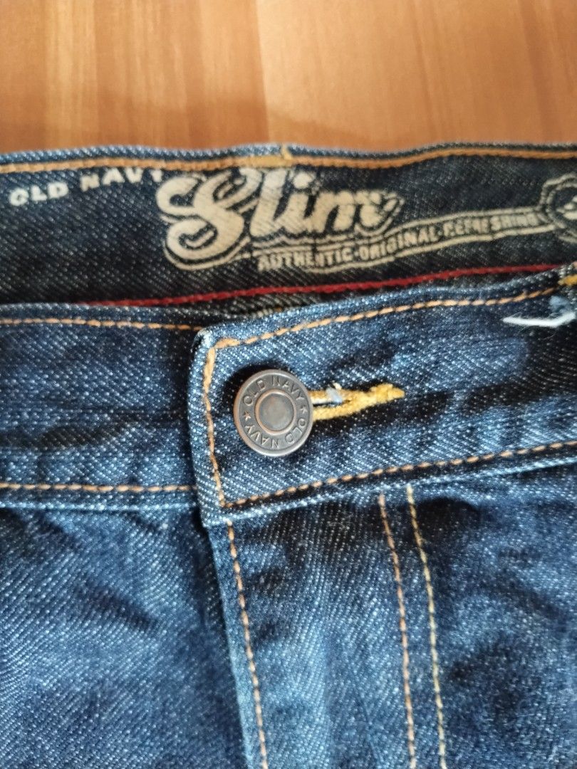 Old Navy Slim Jeans (Category: Jeans) located in Mabalacat. Submitted by al_amin_thrift (Listing ID 1464822606, Image 3). Description: 👖 Old Navy Slim Jeans — 33×30 Details - Brand: Old Navy ​ - Style: Slim Fit — Authentic Original Refreshing ​ - Size: 33" Waist × 30" Inseam ​ - Fabric: 100% Cotton — durable, comfortable, classic denim feel ​ - Color: Dark indigo rinse — deep rich blue, barely faded ​ - Features: Classic 5-pocket design, contras