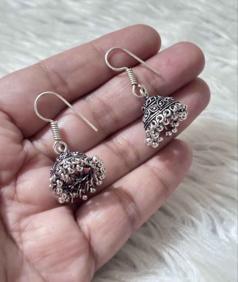 Oxidized silver plated jhumka earrings (Category: Earrings) located in Paranaque City. Submitted by dalle_closet (Listing ID 1464827103, Image 3). Description: like new pa.