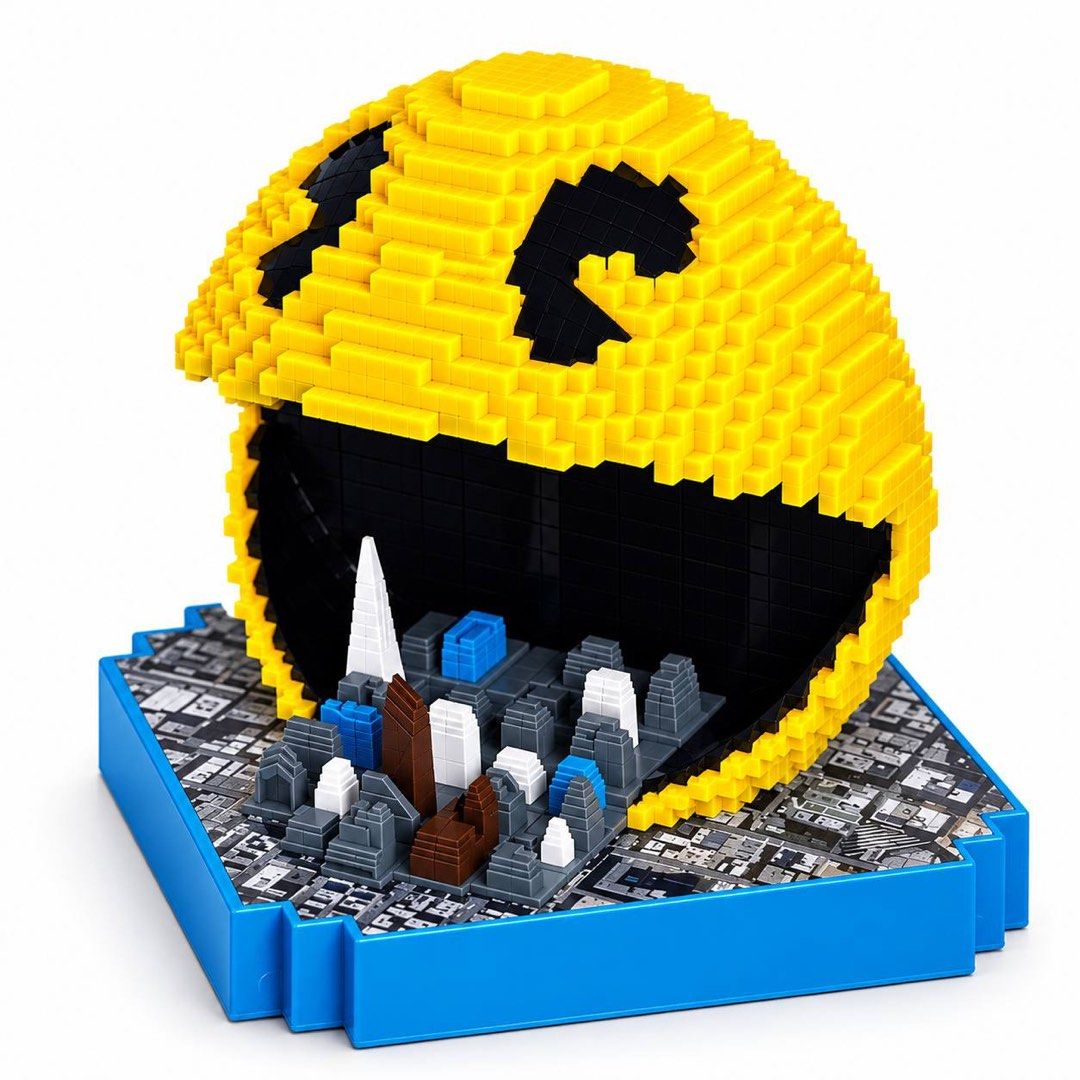 PAC-MAN COLLECTIBLE (Category: Lego & Building Sets) located in San Fernando. Submitted by _itsmedani (Listing ID 1464838726, Image 1). Description: FOR SALE — RARE DEAD STOCK COLLECTIBLE Brand New • Dead Stock • Never Used A unique retro pixel-style city display collectible featuring a striking yellow Pac-Man-inspired design with a miniature cityscape built into the display base. Perfect for collectors, gamers, retro enthusiasts, or anyone looki