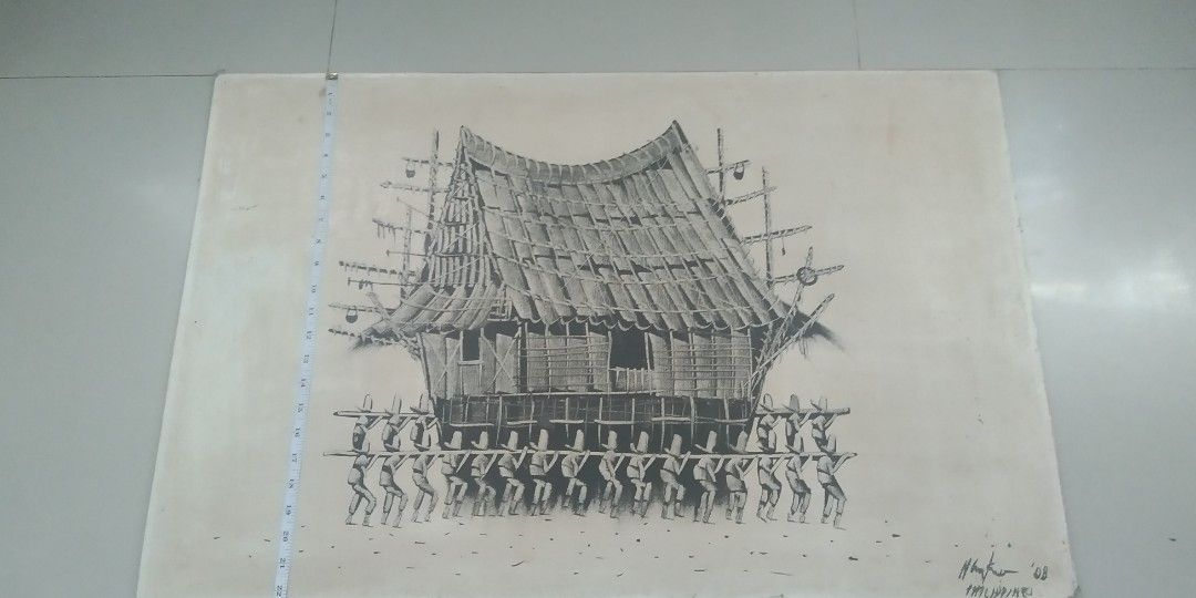 Bayanihan Painting (Category: Wall Decor) located in San Fernando. Submitted by kitkat.astina (Listing ID 1464837589, Image 3). Description: measurements on the photos. same as the badjao And balangay painting it's from Bali Hai Beach Resort before. Both bought from the previous owner who bought it from the resort painting dated 2008.
