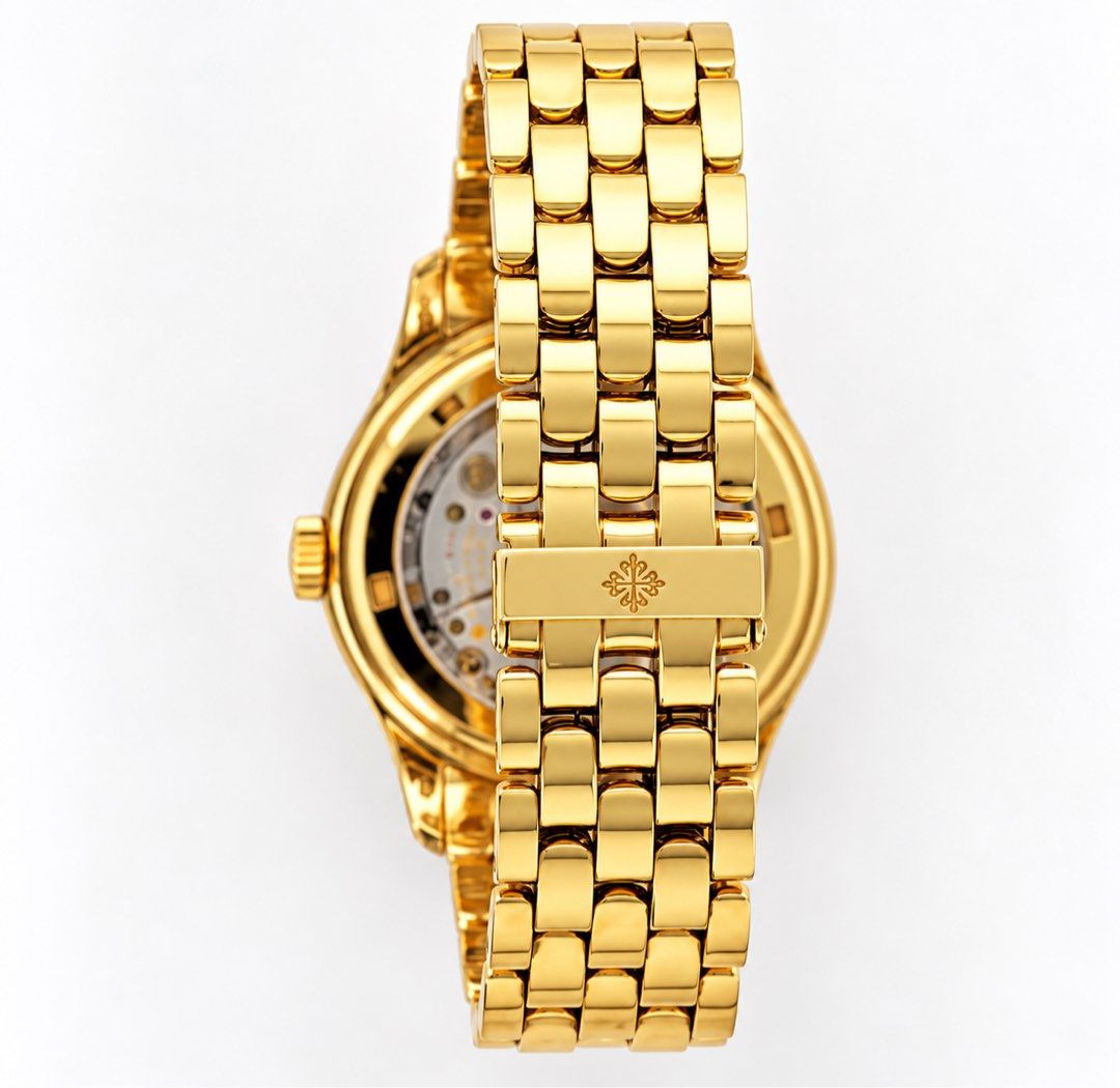 Patek Philippe Gold Diamond Watch (Category: Luxury Watches) located in Makati City. Submitted by dee_online888 (Listing ID 1464807035, Image 3). Description: Patek Philippe Annual Calendar Ref. 5037J. * Reference: 5037J * Case: 18k yellow gold * Bracelet: integrated 18k yellow-gold bracelet * Bezel: factory-set diamonds * Dial: white/silver with diamond hour markers * Complications: annual calendar — day, month, date, plus 24-hour indicator * Si