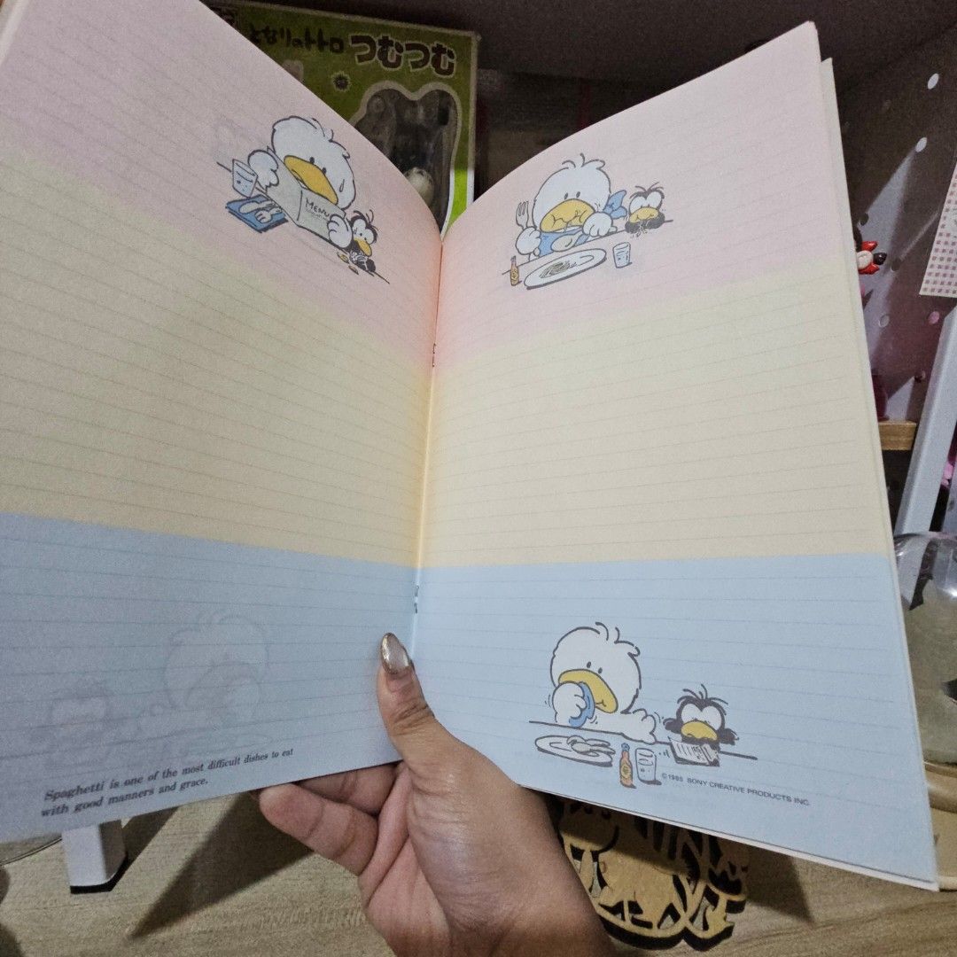 Patsy Duck Try Mamma's Spaghetti Notebook (Category: Stationery & School Supplies) located in Manila. Submitted by lovelylovesjapan (Listing ID 1464863455, Image 3). Description: 🌸The item is on-hand and authentic from Japan 🌸Mode of Payment (MOP): GCASH/Bank Transfer 🌸Mode of Delivery (MOD): J&T or Lalamove (Shipping every Saturday and Sunday) Notes: 🩷Breakable items are packed with care and caution. Seller will not be held liable for any da