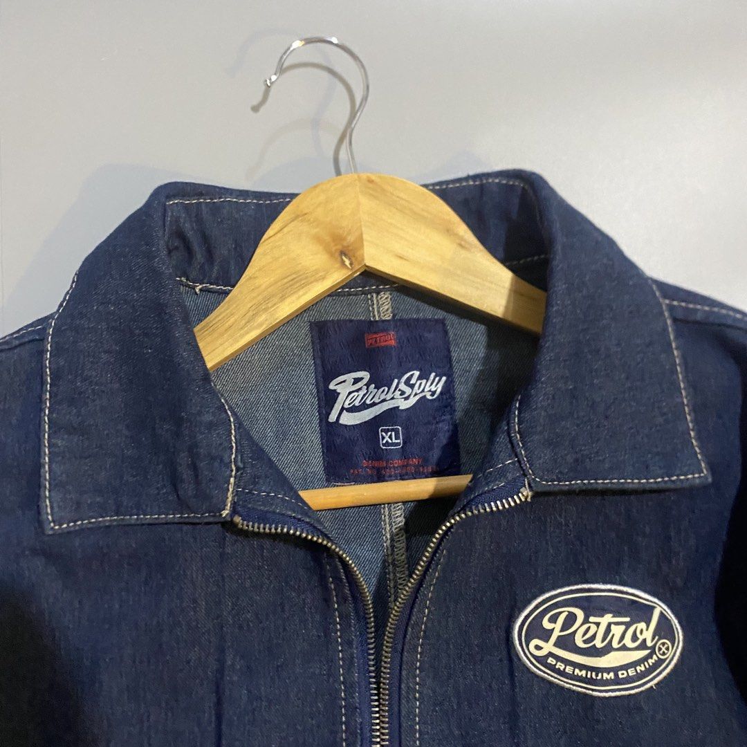 Petrol Raw Denim Harrington Jacket (Category: Coats, Jackets and Outerwear) located in San Jose del Monte. Submitted by edmarkvillanueva (Listing ID 1464877608, Image 3). Description: Length 26.5 Width 26 XL on tag Flaws: None 9.8/10 Color Rate.