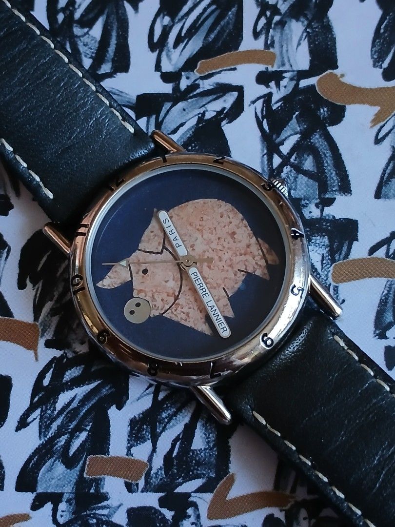 Pierre Lannier Paris, Quartz (Category: Men's Watches) located in Tabaco. Submitted by igoys-watches (Listing ID 1464807404, Image 2). Description: Pierre Lannier Paris, Quartz (UNISEX) ✅️Good Running Condition ✅️All Original ✅️Nature/Animal Series ✅️Arabic Markers ✅️Clean Blue Dial ✅️Glass is in great condition ✅️"Modele Cochon (Pig Model)" ✅️356/999 (999 pieces released WORLDWIDE) ✅️High Market Value ✅️Rare and Highly Collectible ✅️Only one in 