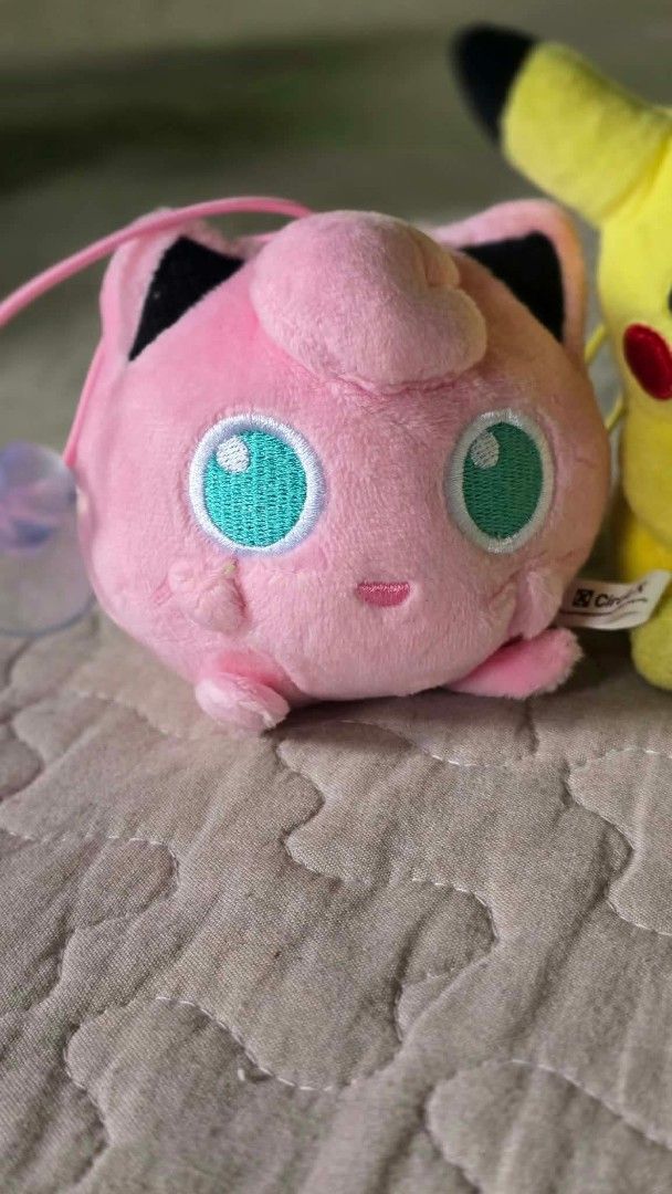 Pokemon Plush Toy Set Jigglypuff Pikachu Snorlax Farfetch'd Psyduck (Category: Plushies & Soft Toys) located in Baguio. Submitted by je_ver_lyn16 (Listing ID 1464845310, Image 2). Description: - Authentic 5-piece Pokémon plush bundle - Includes: Jigglypuff (with suction cup/strap), winking Pikachu, sleeping Snorlax (with loop), Farfetch'd with leek, and Psyduck - Features various fun sizes and poses - Some plushies come with attached straps, loop