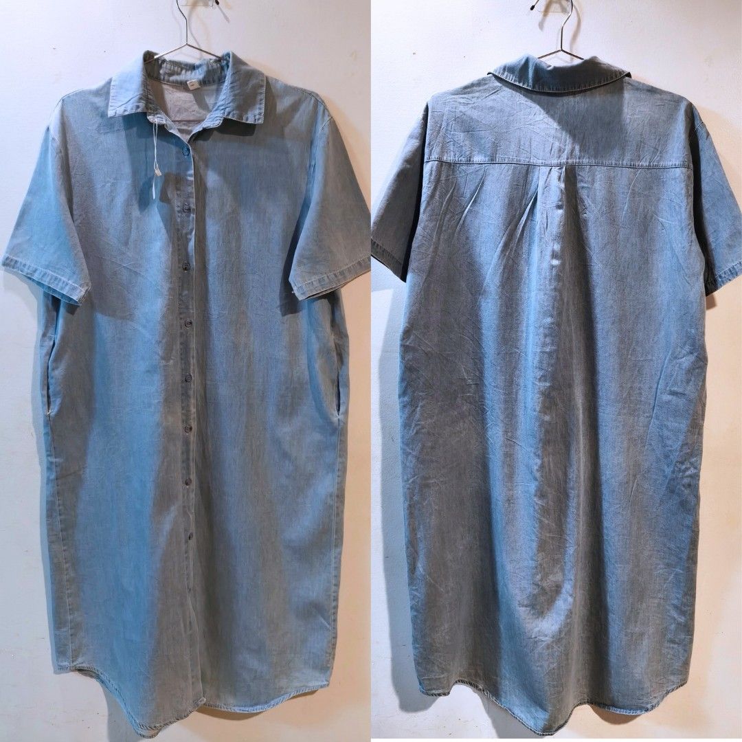 POLO DENIM DRESS (Category: Dresses) located in Quezon City. Submitted by trendyretro (Listing ID 1464888286, Image 2). Description: Large on tag but can fit up to XL Brand new with tag Premium soft denim fabric long dress 2 side pockets.