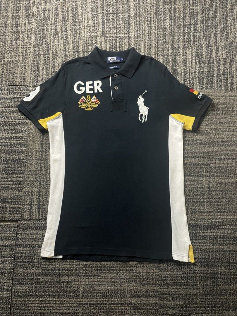 Polo Germany With Big Pony Side (Category: Formal Shirts) located in Manila. Submitted by rdtp2 (Listing ID 1464798066, Image 1). Description: size large 21x31 issue kumupas kulas at nahalo sa puti but i think washable naman kumupas sa paglaba ko but still good condition 9/10.