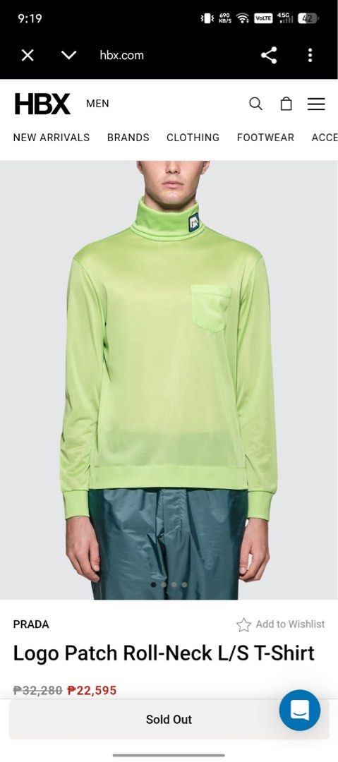 PRADA GREEN JERSEY TURTLENECK (Category: Longsleeves) located in Dasmarinas. Submitted by jessputrages (Listing ID 1464855366, Image 3). Description: For sale Prada Excellent condition No issue 9000 + sf Pm for more details.
