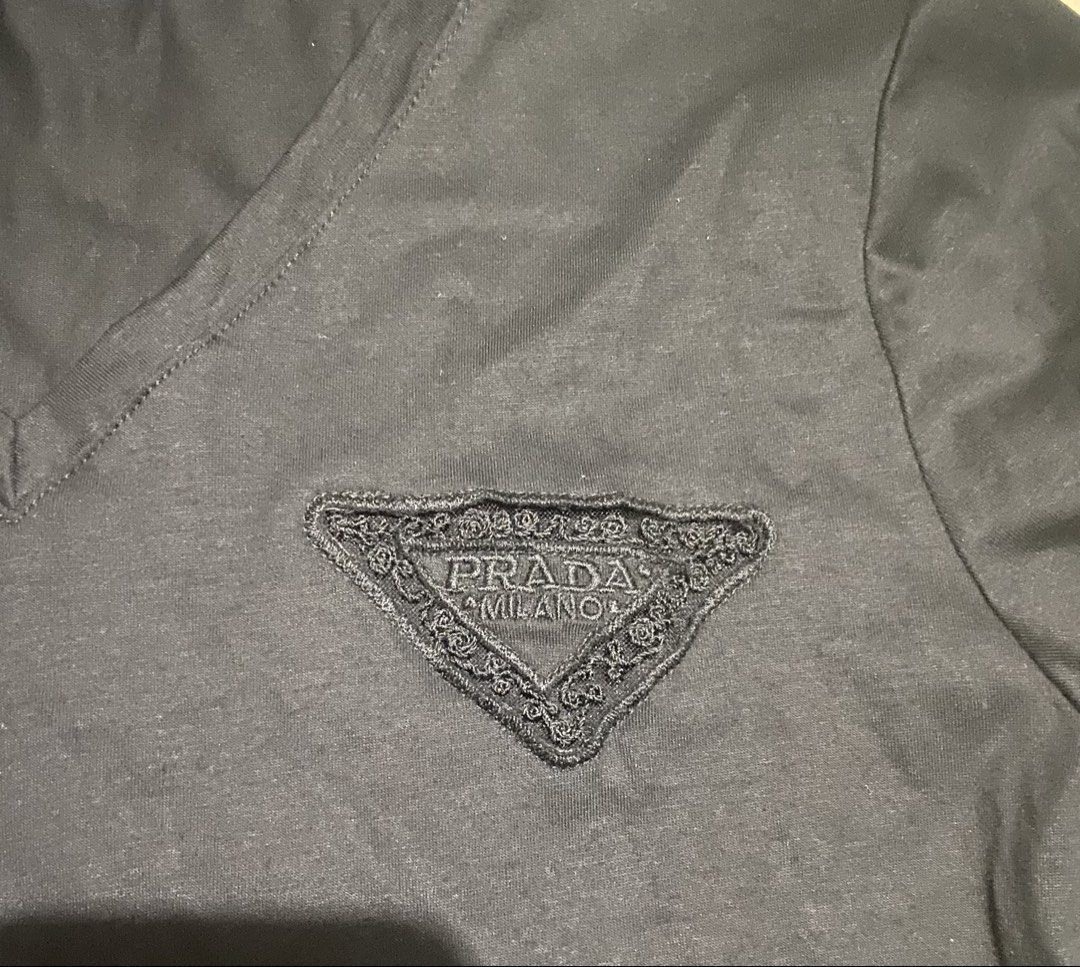 Prada shirt(womens) (Category: Blouses) located in Cebu City. Submitted by hustler_69 (Listing ID 1464901325, Image 2). Description: Prada shirt(womens) Size medium 16.5 width 23 length Excellent condition Details are all posted.