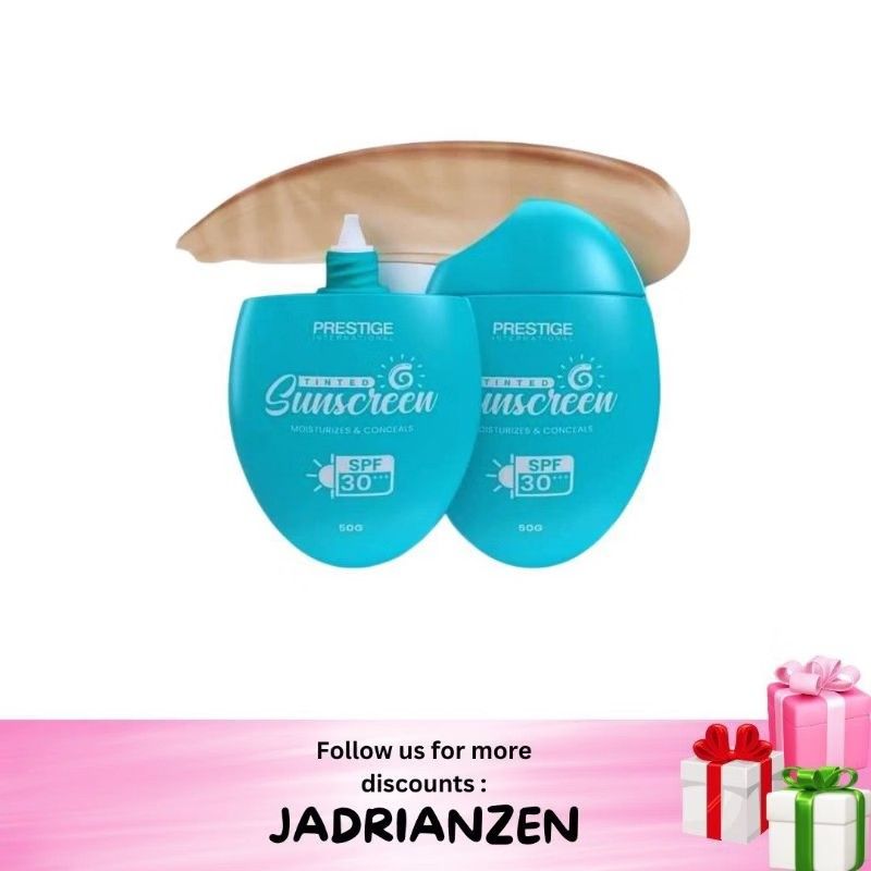 Prestige Tinted Sunscreen (Category: Face Care) located in Manila. Submitted by jadrianzen (Listing ID 1464895613, Image 1). Description: Introducing Prestige Tinted Sunscreen - a soft, creamy-textured formula that serves as a base cream and sunscreen, leaving a dewy effect on your skin. It's the perfect solution for saving time and achieving a lightweight look. This tinted sunscreen is ideal for dull skin, as it smoothly covers blemishes and dul