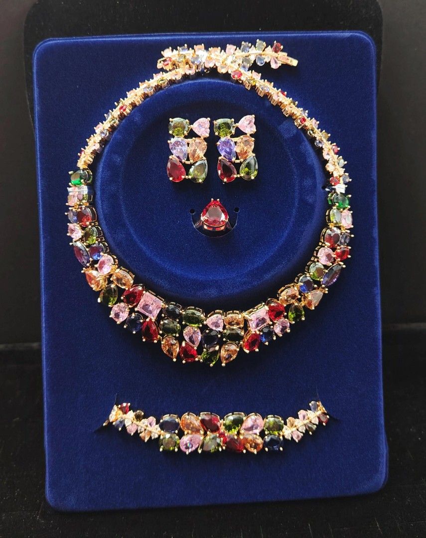 Quality Gemstone (Category: Announcements) located in Pasig City. Submitted by whitepearlph (Listing ID 1464910305, Image 2). Description: This is a multi-colored crystal and gemstone choker necklace featuring a vibrant cluster of teardrop, oval, and multi-shaped stones in a rich rainbow arrangement. Method of payment Gcash 09565613352 Transfer bank BPI.