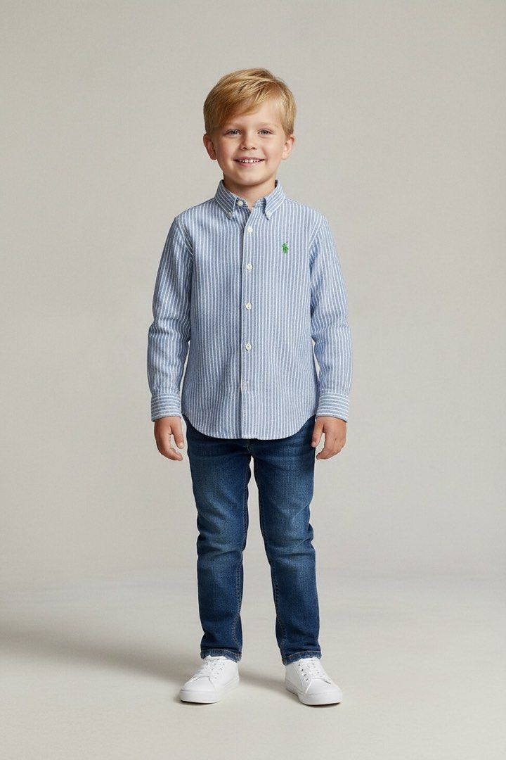 Ralph Lauren light blue stripes longsleeves (Category: Babies & Kids Fashion) located in Lipa City. Submitted by lifestyled (Listing ID 1464966121, Image 1). Description: Ralph Lauren light blue stripes longsleeves polo shirt Size 4 Aa-13” L-18” 💯 Authentic .