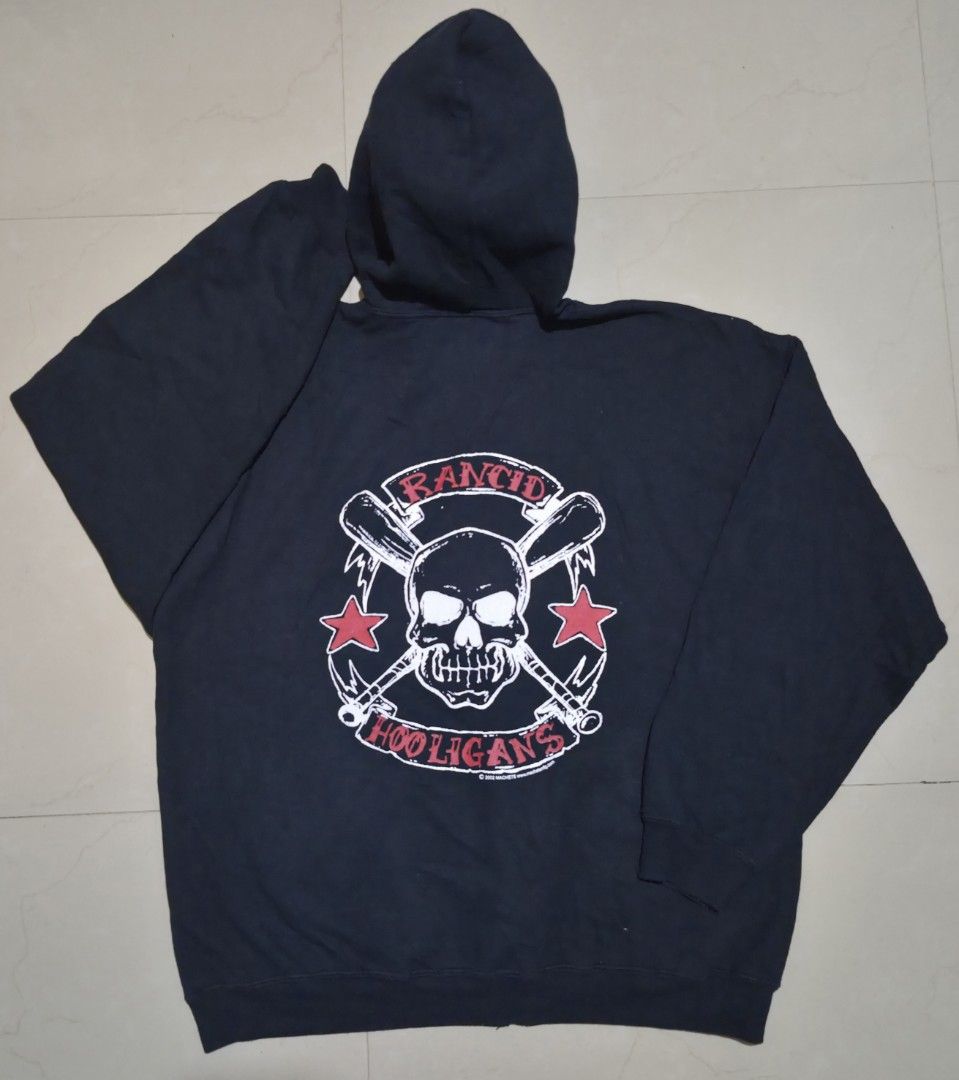 Rancid Band Hoodie (Category: Coats, Jackets and Outerwear) located in Noveleta. Submitted by nep21 (Listing ID 1464809483, Image 2). Description: Rancid Hooligans Hoodie Vintage 2002 Very good condition Size XL 24x28 1,500 pesos Noveleta,Cavite Shipping J&T or Lalamove.