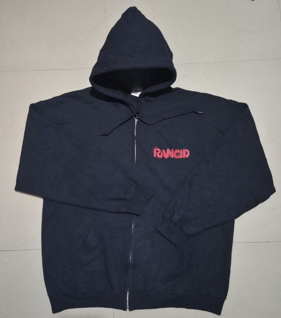 Rancid Band Hoodie (Category: Coats, Jackets and Outerwear) located in Noveleta. Submitted by nep21 (Listing ID 1464809483, Image 1). Description: Rancid Hooligans Hoodie Vintage 2002 Very good condition Size XL 24x28 1,500 pesos Noveleta,Cavite Shipping J&T or Lalamove.