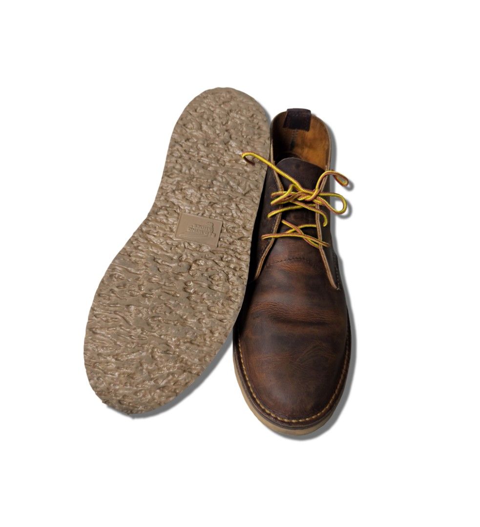 Red Wing Weekender Chukka (Category: Boots) located in Mandaluyong City. Submitted by amekaji_store (Listing ID 1464876720, Image 3). Description: Red Wing Weekender Chukka Copper Rough & Tough Size: US9.5D Good as new. Excellent condition. The Red Wing Heritage Weekender Chukka boot, a refined, lightweight alternative to classic work boots. A classic ankle-high chukka silhouette featuring a flexible, stitchdown construction. Crafted from a rich 
