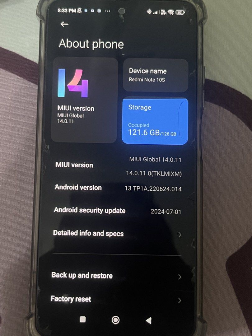 REDMI NOTE 10s (Category: Xiaomi) located in Cebu City. Submitted by azuline (Listing ID 1464889649, Image 1). Description: REDMI NOTE 10s 7/10 CONDITION Lost receipt & Box Bought on December 2023 *NO GHOST TOUCH* HONEST ISSUES: - Dent at the back (see 3rd pic) - Cracked tempered glass (paki palitan na lang) P3500.