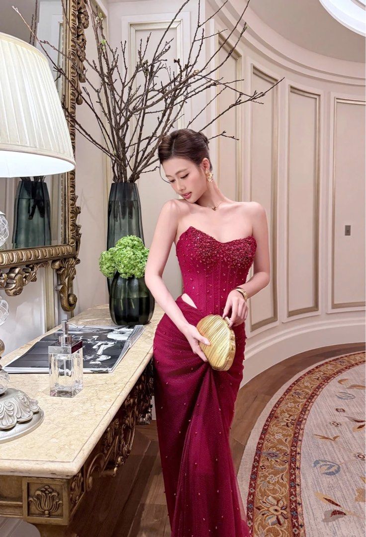 [RENT] Rosalia by Aster (Category: Evening dresses & gowns) located in Imus. Submitted by aster.curated (Listing ID 1464889774, Image 3). Description: Introducing: Rosalia 🌹✨ Drenched in deep crimson, dusted with starlight-inspired beadwork, and cut with just a whisper of drama. Rosalia was made for moonlit waltzes, grand entrances, and unforgettable nights where magic feels real. 💌 Send us a DM with your date to reserve Rosalia for your specia