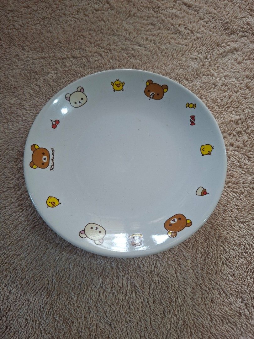 Rilakkuma Sweet Ceramic Cake Plate (Category: Dinnerware & Cutlery) located in Consolacion. Submitted by luxekerei (Listing ID 1464806611, Image 2). Description: - a white ceramic Rilakkuma sweets plate, originally released as a novelty item from Joshin around 2009.