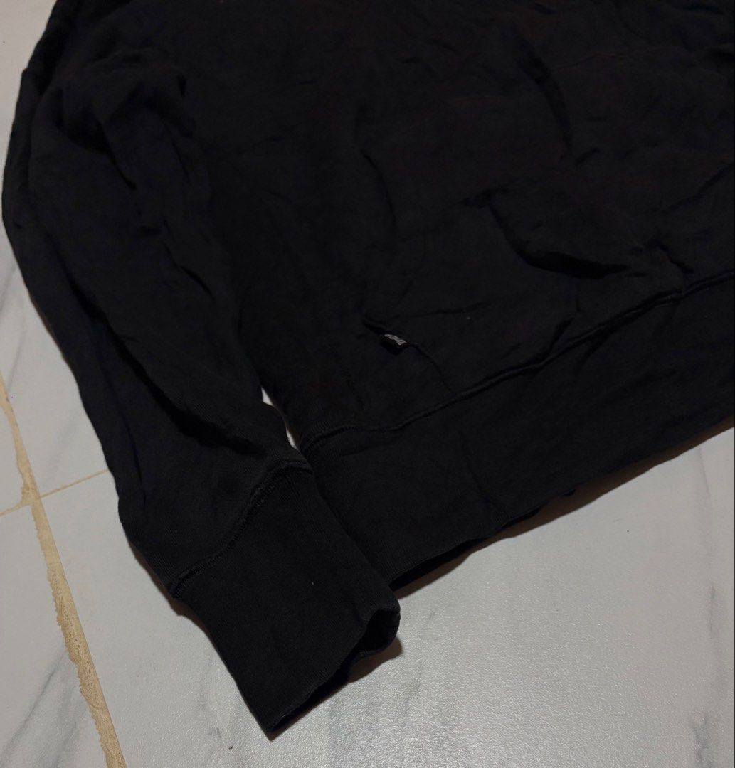 Ripndip Black Rose Skeleton Hand Embroidered (Category: Hoodies) located in Baguio. Submitted by thriftedbaguio (Listing ID 1464830853, Image 3). Description: Excellent Condition Size Small Tagged Dimensions 20*26 Color rate 10 - Brand: Ripndip - Color: Black - Details: Detailed embroidery on back (skeleton hand flipping the bird & red roses), hood (roses), and left sleeve (red Ripndip text) - Features: Drawstring hood, front kangaroo pocket, rib