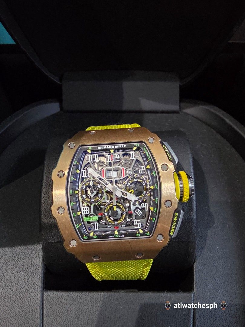 RM 11-03 ROSEGOLD (Category: Luxury Watches) located in Taguig. Submitted by atlwatchesph (Listing ID 1464783110, Image 1). Description: 🏁 RM 11-03 RG/TI 🏁 YEAR 2021 (SERVICED BY RM LAST 2024) 🏁 LIGHTLY WORN IN EXCELLENT CONDITION 🏁 2 ORIGINAL RUBBER STRAP + 1 AFTER MARKET VELCRO STRAP INCLUDED 🏷 16,997,000.00 🇵🇭 ⌚️ Watch posted is available & in stock 🤝 📲 Posted price Slightly negotiable. For serious inquiries- please message me directl