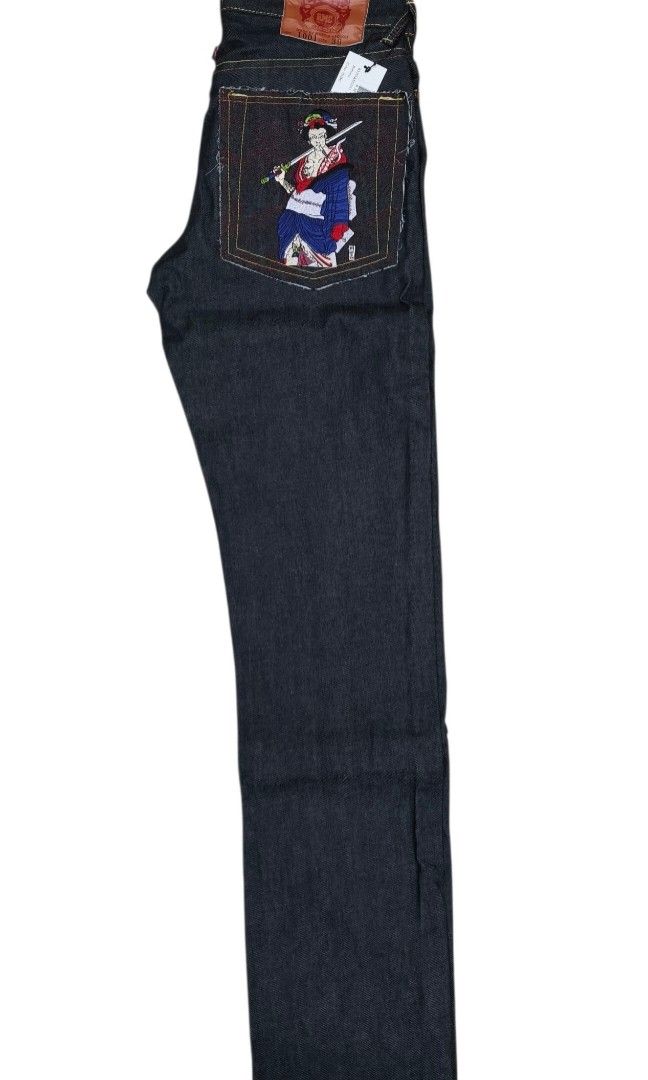 RMC( Red Monkey Company) Jeans (Category: Jeans) located in Digos. Submitted by emmanuel28 (Listing ID 1464806071, Image 2). Description: Y2K Archival Piece RMC Geisha Wave Design Brand new with Hangtag Brought from Japan W/ Original Vintage Wooden box Embroidery Selvedge Size 30 on Tag Actual measurements: Waist - 33 Length - 47 inches Leg Opening - 8 inches Location: Davao del sur Selling below SRP ($450 MSRP on tag) Buyer shoulders shipping fe