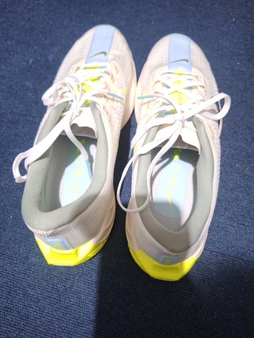 Rush nike pegasus plus size 10.5 (Category: Casual Shoes) located in Manila. Submitted by adolphreyes645 (Listing ID 1464841251, Image 2). Description: - Authentic Nike ZoomX Flyknit running shoes - Color: Cream with light blue and neon yellow accents - Breathable knit upper with standard white lace-up fastening - Contrast black swoosh on the side - Chunky cushioned sole for maximum comfort and support - Bright yellow outsole details for extra gr